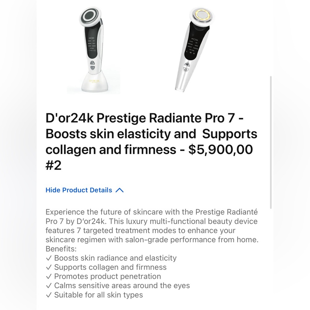 Prestige Radiante Pro 7 Skincare Device - Black and White with free GIVVY
